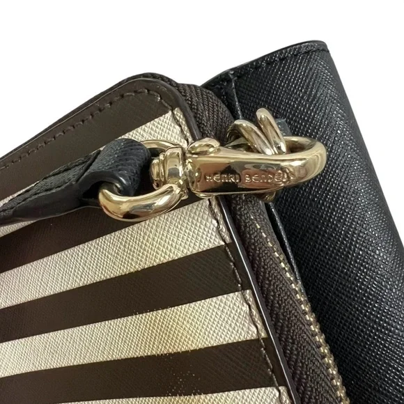 Henri Bendel 2 in 1 Centennial Stripe Wallet On A String / Black Crossbody Purse - Picture 9 of 16